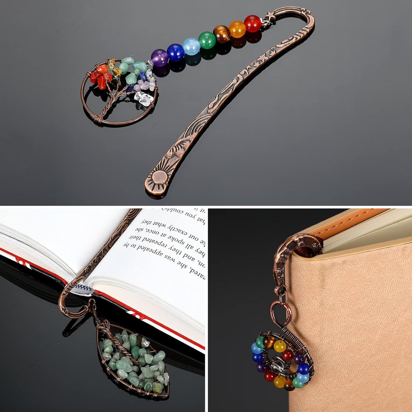 4 Pieces Metal Pendant Bookmark Set β Vintage Page Clips with Beads and Creative Charms