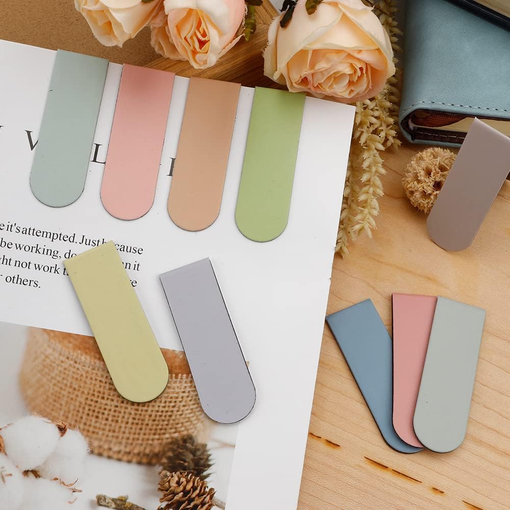 Soft Rubber Magnetic Bookmarks – Pack of 15 Random Colors, Foldable Magnet Clip for Reading, Study & Office