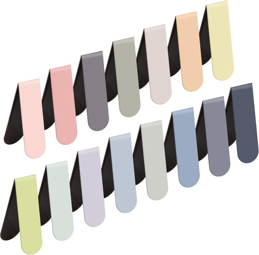 Soft Rubber Magnetic Bookmarks – Pack of 15 Random Colors, Foldable Magnet Clip for Reading, Study & Office