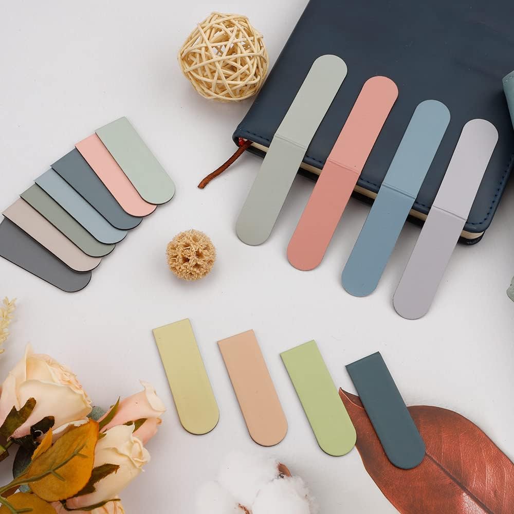 Soft Rubber Magnetic Bookmarks – Pack of 15 Random Colors, Foldable Magnet Clip for Reading, Study & Office