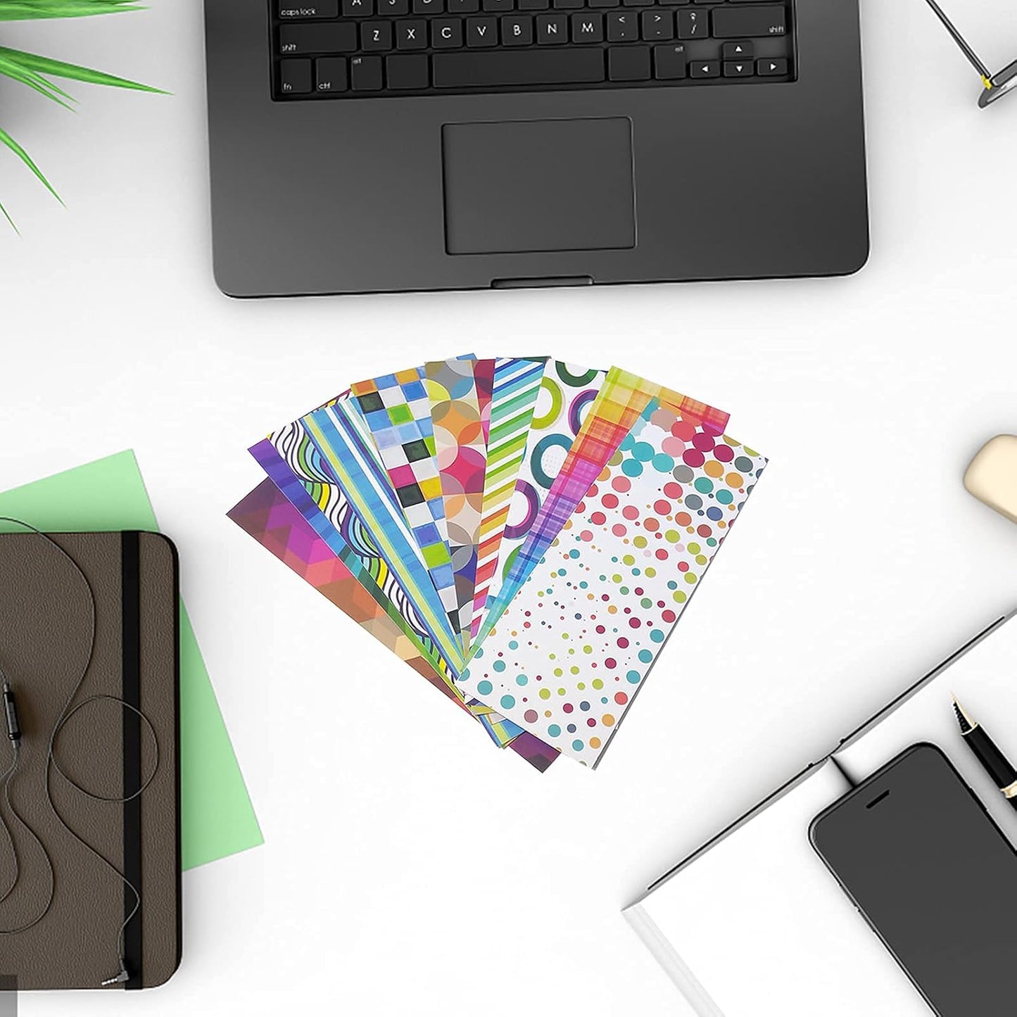 160 Pieces Colorful Geometric Bookmark Set – Random Designs Creative Page Markers for Study & Reading