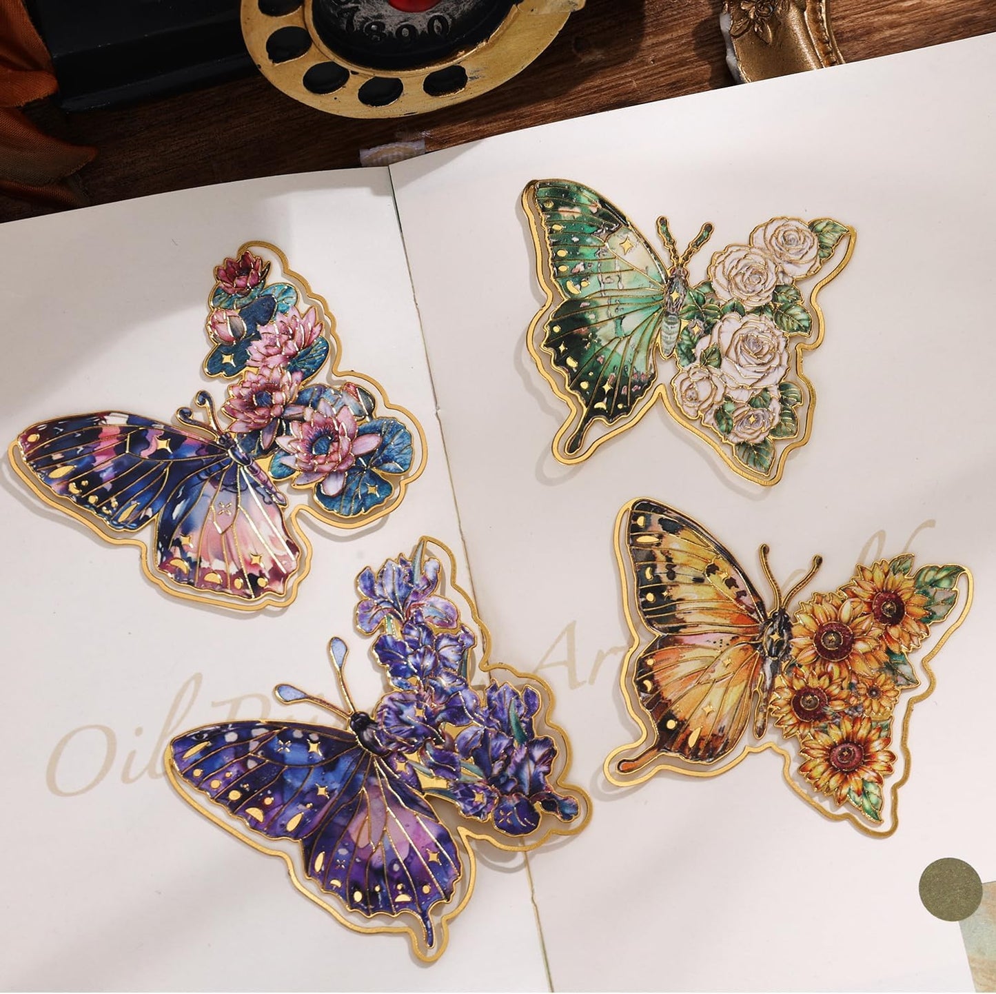4 Pieces Butterfly & Flower Bookmark Set – Artistic Page Markers for Reading and Gifts