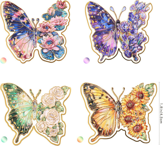 4 Pieces Butterfly & Flower Bookmark Set – Artistic Page Markers for Reading and Gifts