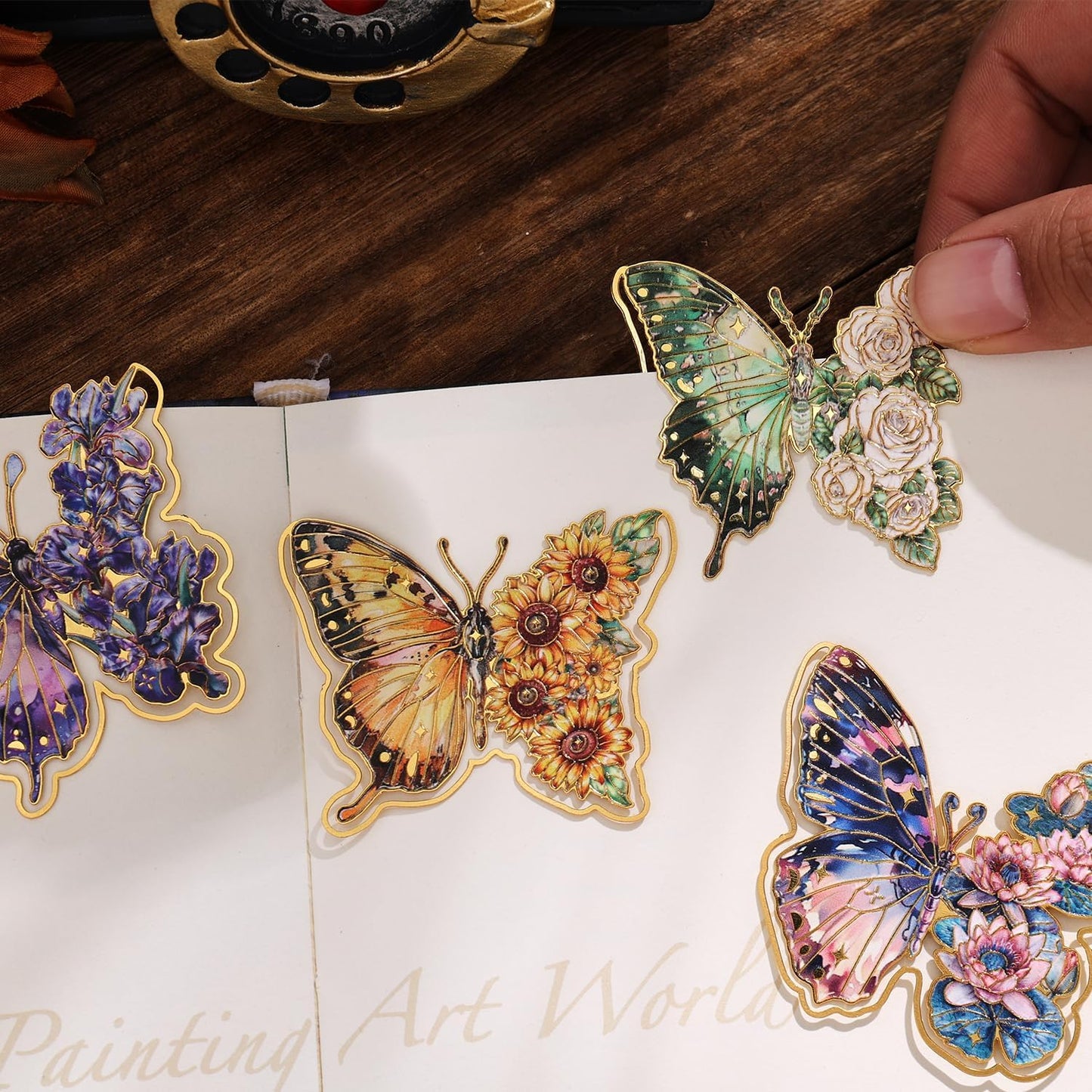 4 Pieces Butterfly & Flower Bookmark Set – Artistic Page Markers for Reading and Gifts