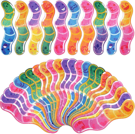 100 Pieces Colorful Worm Bookmark Set – 10 Colors Cartoon Page Markers